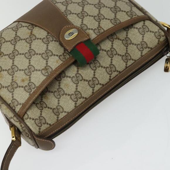 GUCCI GG Supreme Web Sherry Line Bag Pvc Brown Gold 89 02 032 - Picture 6 of 16